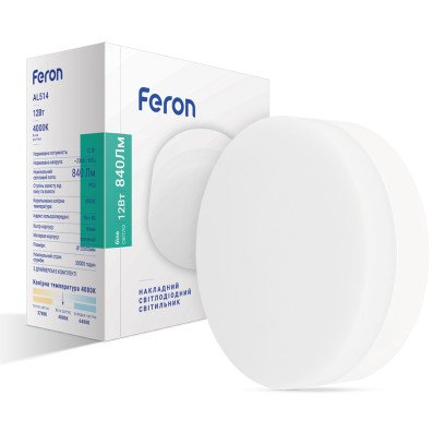 Світлодіодний накладний світильник Feron AL514 12Вт 4000K білий, 6666