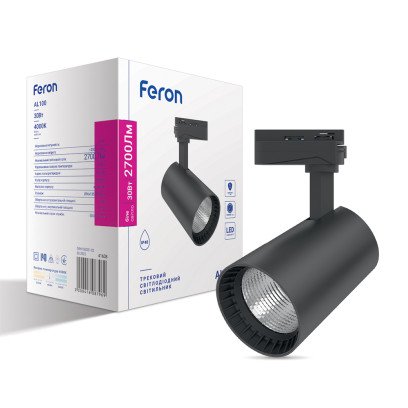 Світлодіодний трековий світильник Feron AL100 30Вт 4000K чорний, 7522