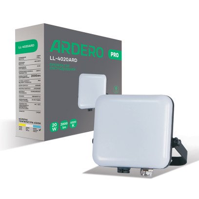 Світлодіодний прожектор Ardero LL-4020ARD PRO 20Вт 6500K чорний, 8078