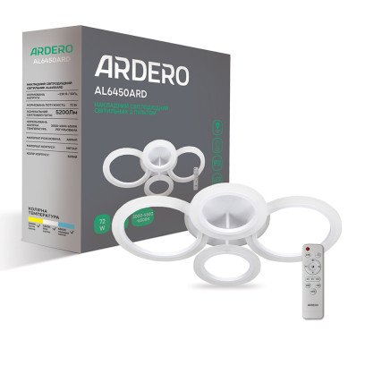 Світлодіодна накладна люстра Ardero AL6450ARD SOFT R 72Вт білий, 8100