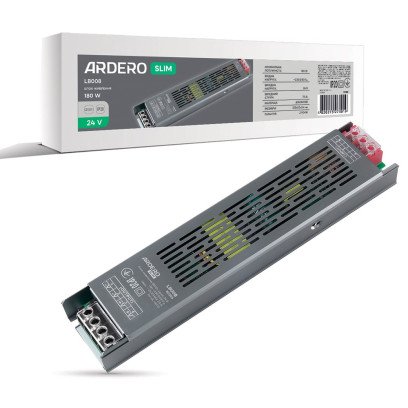 Блок живлення для LED стрічки Ardero LB008 24В 180Вт IP20 (80305), 8180