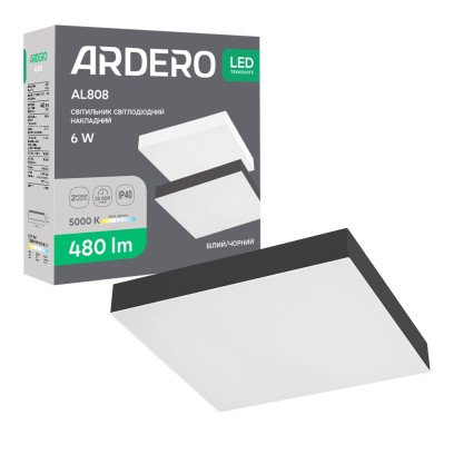 Світлодіодний накладний світильник Ardero AL808 6Вт 5000K чорний, 8519