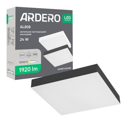 Світлодіодний накладний світильник Ardero AL808 24Вт 5000K чорний, 8522