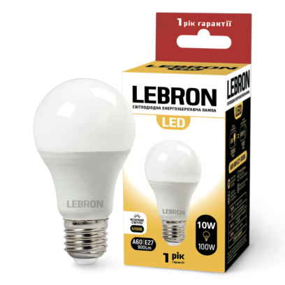 LED лампа LEBRON L-A60, 10W, Е27, 4100K, 900Lm, 11-11-28