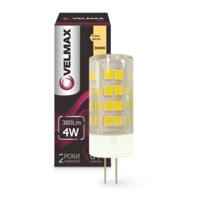 LED лампа VELMAX V-G4, 3W, 12V, G4, 4500K, 280Lm, кут 360°, 21-17-14
