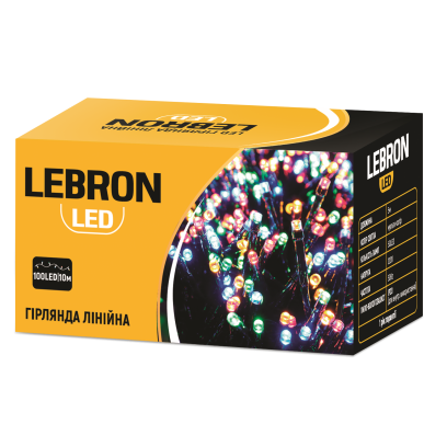 LED гирлянда LEBRON линейная 10м, 100LED, мультицвет, IP20, 15-18-11