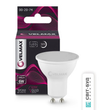 LED лампа VELMAX V-MR16, 6W, 220V, GU10, 4100K, 540Lm