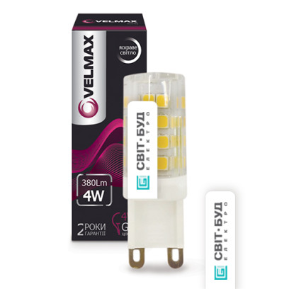 LED лампа VELMAX V-G9, 4W, G9, 4500K, 380Lm, кут 360°, 21-17-44