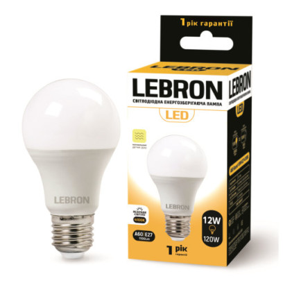 LED лампа LEBRON L-A60, 12W, Е27, 4100K, 1100Lm, СВЧ датчик движения, 11-11-88