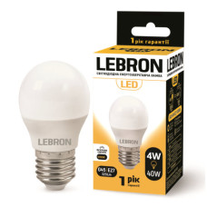  LED лампа LEBRON L-G45, 4W, 220V, Е27, 4100K, 320Lm