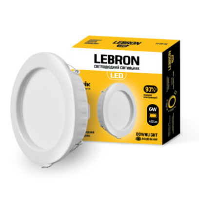 LED светильник LEBRON L-DR-1241, 12W, 900Lm, 4100K, встроенный, 12-08-12
