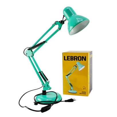 Лампа настільна телескопічна LEBRON L-TL-Tel, E27, 40W, бірюзова, 15-11-83