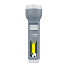 LED ліхтар ручний акумуляторний LEBRON L-HL-30, ABS, сірий, 1W + 1W COB, USB, 1200mAh Li-Ion