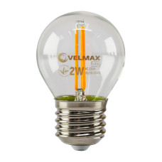  LED лампа VELMAX V-Filament-G45, 2W, E27, оранжевый, 200Lm