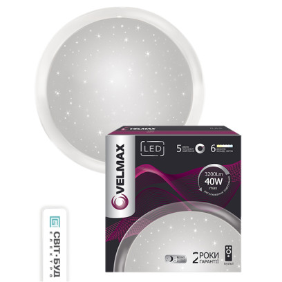 LED светильник VELMAX V-CL-Galaxy, 40W, smart, 405*73мм, 3000K-6500K, 3200Lm, угол 140°, 23-40-05