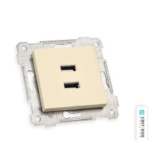 Механізм розетки 2гн USB горизонтальної, RITA, Mutlusan, крем, (2200 449 0102)