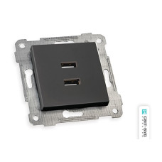 Механізм розетки 2гн USB горизонтальної, RITA, Mutlusan, чорний, (2200 449 0184)