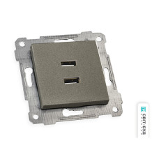 Механізм розетки 2гн USB горизонтальної, RITA, Mutlusan, "графіт", (2200 449 0195)