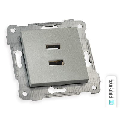 Механизм розетки 2гн USB горизонтальной, RITA, Mutlusan, "серебро" (2200 449 0182), 47-11-87
