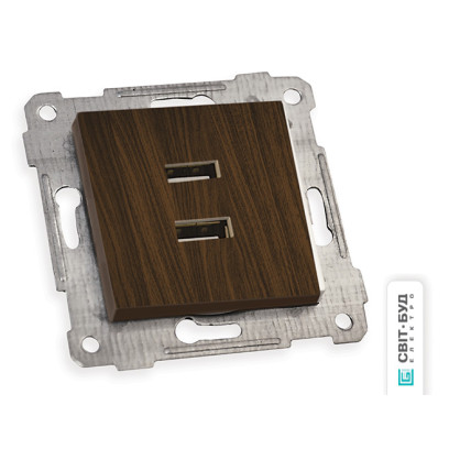 Механизм розетки 2гн USB горизонтальной, RITA, Mutlusan, "орех", (2200 449 0157), 47-17-60