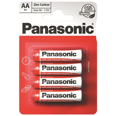 Батарейка R 6 RED ZINC, PANASONIC (R6REL/4BP), 75-10-12
