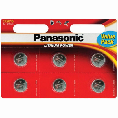 Батарейка CR-2016 Lithium, 3V, PANASONIC (CR-2016EL/6B), 75-11-06