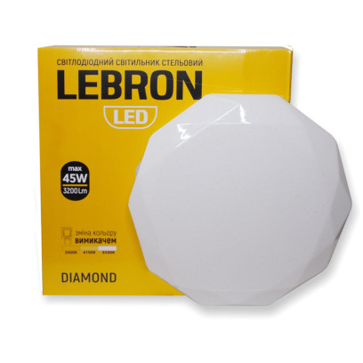 LED світильник LEBRON L-CL-DIAMOND, max 45W, 3000K, 4100K, 6500K, 3200Lm, O380*80mm, 15-25-04