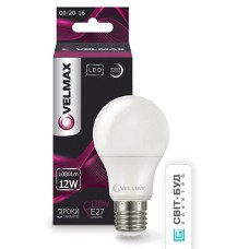 LED лампа VELMAX V-А60, 12W, E27, 4100K, 1200Lm, кут 240°