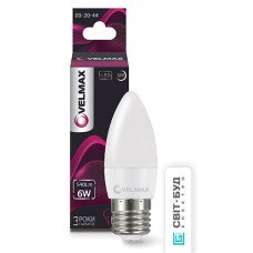 LED лампа VELMAX V-C37, 6W, 220V, E27, 4100K, 540Lm, EMC