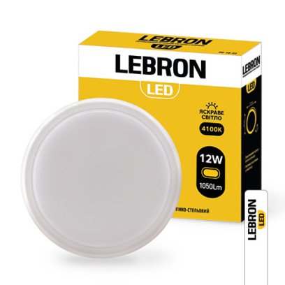 LED світильник LEBRON L-WLR-S, 12W, круглий, 4100K, 1050Lm, ІР65, СВЧ датчик руху, 15-37-32