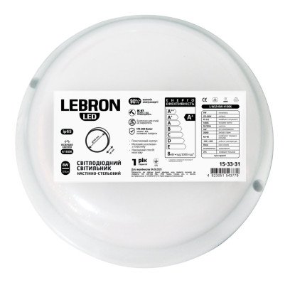 LED светильник LEBRON L-WLR, 12W, круглый, 4100K, 1050Lm, IP65, шринк, 15-33-34
