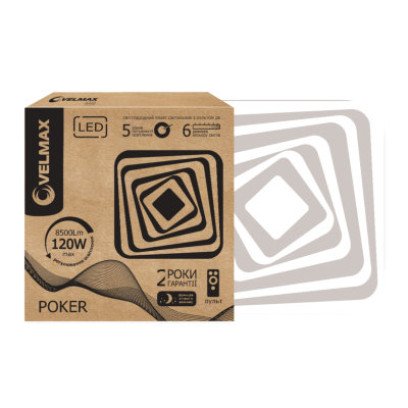 LED світильник VELMAX V-CL-POKER, 120W, smart, 3000K-6500K, 8500Lm, пульт ДК, 23-45-14