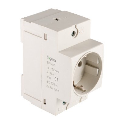 Розетка на DIN-рейку, с/з SIGMA 16А, 250V AC (SPP-16T), 56-97-50