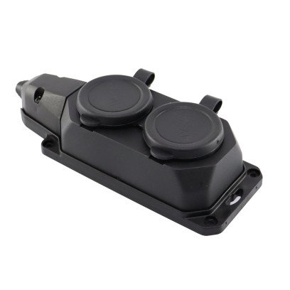 Колодка 2 гнізда з/з, 16А, каучук, (IP44), AY-KA, (55 200 00), 62-54-15