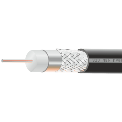 Кабель MARSO коаксіальний TV RG6U, CCS, 64W, 75 Ом, чорний, 53-45-16