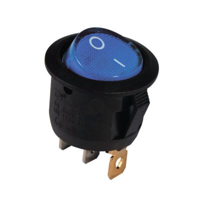 KCD1-5-101N BL/B 220V Перемикач 1 клав. круглий з підсвічуванням (синій) TNSy, TNSy5500719