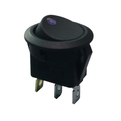 KCD1-8-101EN BL/B 220V Перемикач 1 клав,круглий синій з підсвічуванням TNSy, TNSy5500752