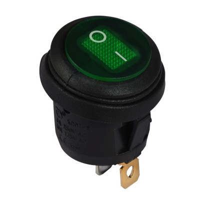 KCD1-5-101WN G/B 220V Перемикач 1 клав. круглий вологозахищений з підсвічуванням (зелений) TNSy, TNSy5500723