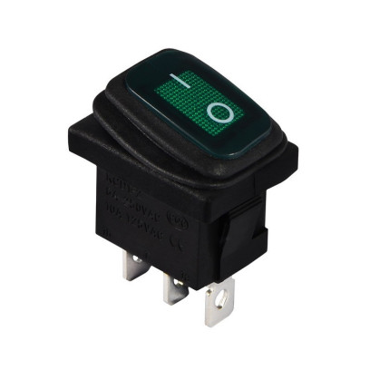 KCD1-2-101WN G/B 220V Перемикач 1 клав. (зелений) вологозахищений з підсвічуванням TNSy, TNSy5500694
