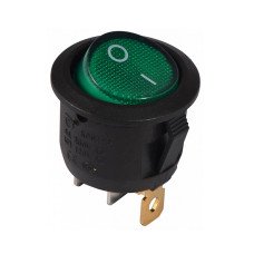 KCD1-5-101N G/B  220V Перемикач 1 клав, круглий зелений з підсвічуванням TNSy