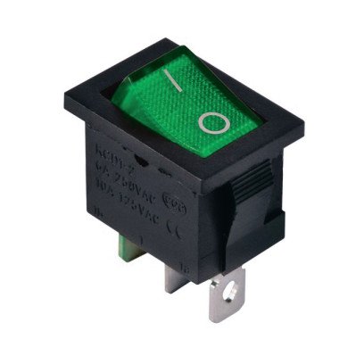 KCD1-2-101N G/B 220V Перемикач 1 клав. (зелений) з підсвічуванням TNSy, TNSy5500688