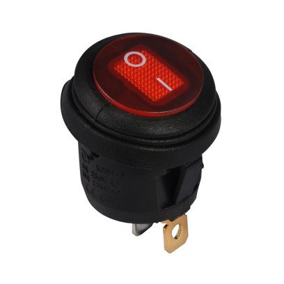 KCD1-5-101WN R/B 220V Перемикач 1 клав. круглий вологозахищений з підсвічуванням (червоний) TNSy, TNSy5500724