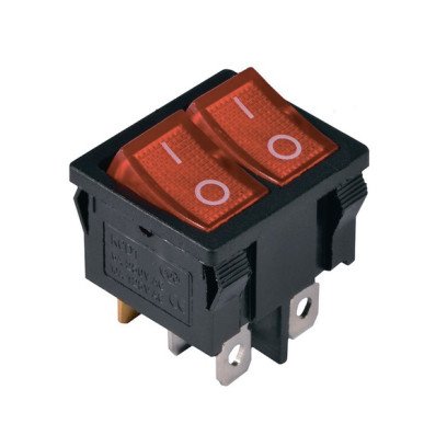 KCD1-6-2101N R+R/B 220V Перемикач 2 клав. червоний з підсвіткою TNSy, TNSy5500734