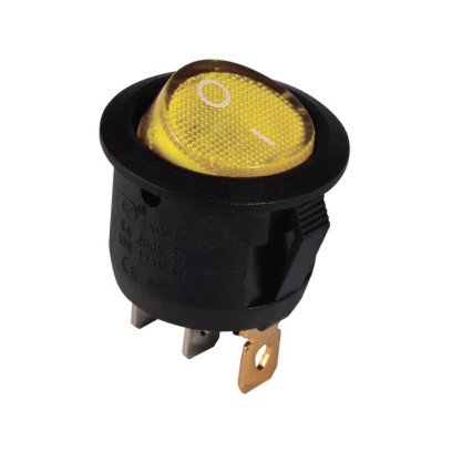 KCD1-5-101N Y/B 220V Перемикач 1 клав. круглий з підсвічуванням (жовтий) TNSy, TNSy5500720