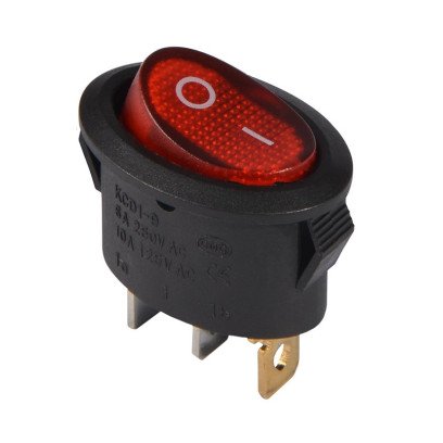 KCD1-9-101N R/B 220V Перемикач 1 клав. овальний червоний з підсвічуванням TNSy, TNSy5500756
