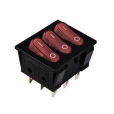 KCD2-3101N R+R+R/B  220V  Перемикач 3 клав, червоний з підсвічуванням TNSy