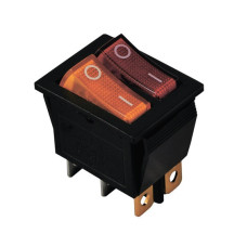 KCD2-2101N R+Y/B 220V Перемикач 2 клав. червоний + жовтий з підсвічуванням TNSy
