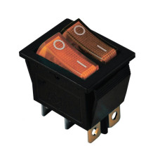 KCD2-2101N Y+Y/B 220V Перемикач 2 клав, жовтий+жовтий  з підсвічуванням TNSy