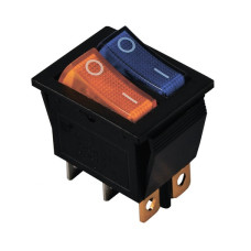 KCD2-2101N BL+Y/B 220V Перемикач 2 клав. жовтий+синій з підсвічуванням TNSy