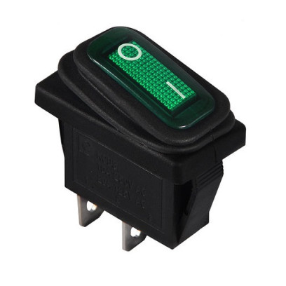 KCD3-101WN GR/B 220V Перемикач 1 клав. вологозахищений зелений з підсвічуванням TNSy, TNSy5500846